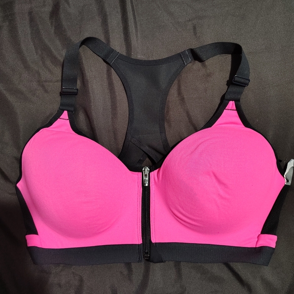 Women's Pink and Black Sports Bra